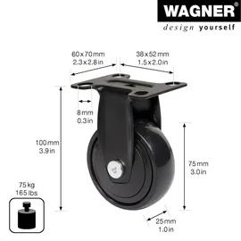 Wagner Design - 3C - Durchmesser Ø schwarz, Anschraubplatte, Tragkraft 75 kg Ø 01247701