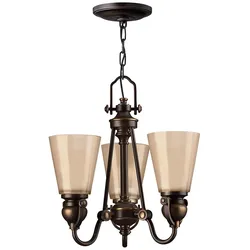 Mayflower Kronleuchter mit 3 Lichtern, alte Bronze