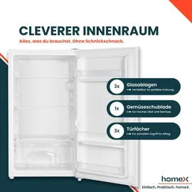 Homex CS0881-W Tischkühlschrank (90 l, 850 mm hoch, Weiß)