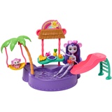 Enchantimals Enchantimals-Puppe und Zubehör, Affen-Swimmingpool-Spielset, Puppe und beste Tierfreund-Figur, Rutsche, Schaukel und vieles mehr, Geschenke für Kinder, HTW73