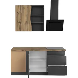 kochstation Winkelküche L-Form 240 x 180 cm grau