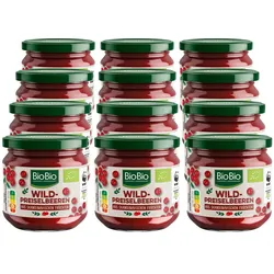 BioBio Bio-Preiselbeeren 220 g, 12er Pack