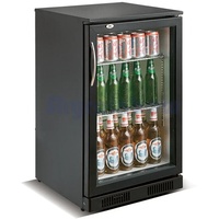 Gastro Flaschenkühlschrank schwarz 1 Glastür, 138l, 600x500x900 mm 2/10°C
