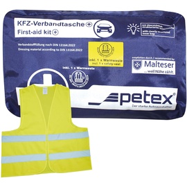 PETEX 2 in 1 Verbandtasche Plus Inhalt nach DIN13164:2022 in blau Erste-Hilfe, First-Aid-Kit