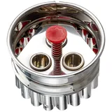 Städter 966056 Linzer- Ausstecher mit Auswerfer 3-Loch, Edelstahl, Silber/rot, 4,8 x 4,8 x 4,8 cm