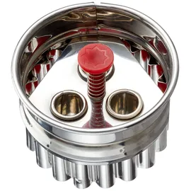 Städter 966056 Linzer- Ausstecher mit Auswerfer 3-Loch, Edelstahl, Silber/rot, 4,8 x 4,8 x 4,8 cm