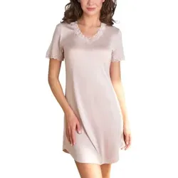 Lady Avenue Silk Jersey Nightgown Champagner Seide Large Damen