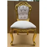 Casa Padrino Luxus Barock Esszimmer Stuhl Grau / Gold - Handgefertigter Barockstil Stuhl mit Muster - Esszimmer Möbel im Barockstil - Barock Möbel