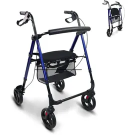 Mobiclinic Rollator faltbar und leicht Gehhilfe für übergewichtige Menschen blau
