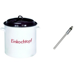 culinario Einkochtopf, (Set, 2-tlg), Einkocher mit Thermometer 28 Liter für alle Herdarten geeignet Kochtopf mit Thermometer Weiß, braun, rot bunt