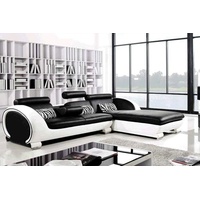 JVmoebel Ecksofa Ecksofa Sofagarnitur Leder Sofa Couch Ecke Polster Hocker Set, Made in Europa schwarz