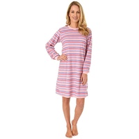 Normann Nachthemd Damen Frottee Nachthemd mit Bündchen gestreift - auch in Übergröße rosa 60/62