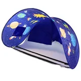 Best Direct Betttunnel Sleepfun Tent Bettzelt (1-St), Pop Up Zelt, mit Leselampe und Aufbewahrungstasche 70x200cm, Weltraum (blau) Kinderzimmer Abenteuer, Schlafzelt, Leseecke, Spielzelt, Innovatives Bettzelt