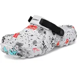 SECHRITE Gartenschuhe Herren Clogs - Herren Gartenclogs Männer Leicht Hausschuhe Atmungsaktiv Clogs Strand Dusche Schuhe Freizeitschuhe Weiß 47 EU - 47 EU