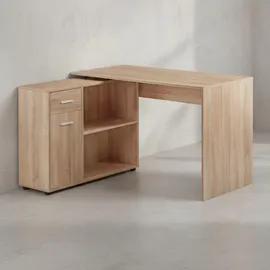 KADIMA DESIGN Schreibtisch mit Regal-Platte Sonoma / Beige