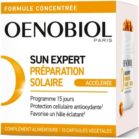 Oenobiol Sun Expert Beschleunigte Sonnenvorbereitung Nahrungsergänzungsmittel 15 Kapseln