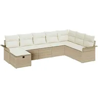 VidaXL Garten-Sofa-Set mit Kissen Beige Poly Rattan