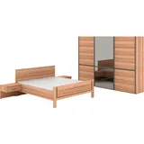 Musterring Schlafzimmer-Set Sorrent, Kleiderschrank, Bett & Nachtkommoden, teilmassiv Eiche, (2er-Set Nachtschränke, Schwebetürenschrank 300 cm, Bett 180x200 cm), mit Schwebetürenschrank, Bett mit Stollenfuß, Breite Schrank 300 cm braun