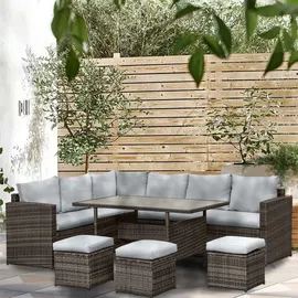 MeXo Polyrattan Lounge-Set 7-tlg. grau