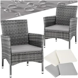Tectake Rattansessel 57 x 59 x 85 cm 2 St. inkl. Sitzbezüge 4 St. grau/hellgrau