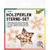 Folia Holzperlen Sterne Set Nature 161-teilig