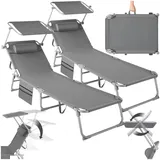 Tectake Sonnenliege 161 x 68 x 111 cm Grau