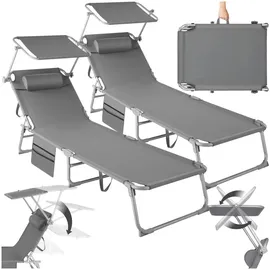 Tectake Sonnenliege 161 x 68 x 111 cm Grau