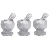 BAYLI Mörser 3er Set Marmor mit Stößel grau