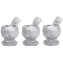 BAYLI Mörser 3er Set Marmor mit Stößel grau