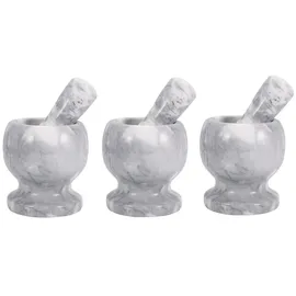 BAYLI Mörser 3er Set Marmor mit Stößel grau