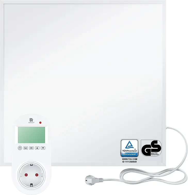 Bringer® Infrarotheizung - 300 (BRIH300) / BRTT: Steck-Thermostat programmierbar / Weiß