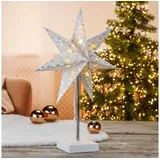 Weihnachten Papierstern mit Schneeflocken und Standfuß