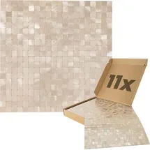 Dalsys Wandpaneele selbstklebend Mosaikfliesen 1m2, 11 Stück Aluoptik Gold Champagne Wandverkleidung feuchtigskeitsbeständig, für Bad und Küche
