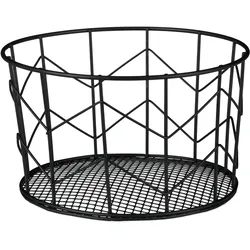Relaxdays Drahtkorb, rund, Vintage Design, Aufbewahrung, Kleidung, Accessoires, Deko Korb, Metall, ∅ 22 cm, schwarz