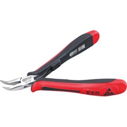 KS Tools ESD Spitzzange, gebogen, ohne Hieb, 130 mm gebogene, kurze Backen