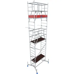 Arbeitsgerüst KRAUSE "ClimTec System", grau (aluminiumfarben), B:145cm H:600cm L:195cm, Aluminium, Gerüste, Komplettgerüst inkl. 1 Aufstockung, 2 Aufstockung + Fahrrollensatz