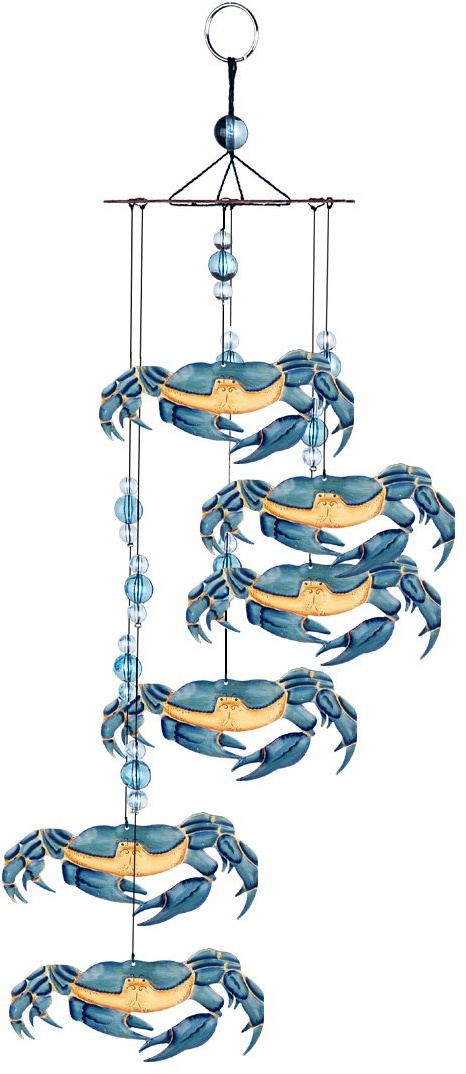 Sunset Vista Designs Kathy Hatch Great Outdoors Land and Sea Collection 18" Garden Wind Chime - Blue Crab