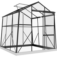 Outsunny Gewächshaus mit integriertem Rinnensystem, Bodenplatten und Schiebetür schwarz