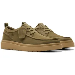 Schnürschuh CLARKS "Polden Moc", Herren, Gr. 41, olive suede, Veloursleder, casual, Schuhe, Schnürschuh, Business Schuh, Mokassin im Casual Look