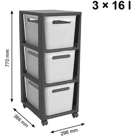 Rotho Brisen Rollcontainer 36,6 x 30,0 x 77 cm 3-tlg. weiß