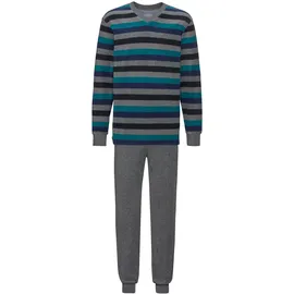 wäschepur Schlafanzug WÄSCHEPUR, Herren, Gr. 60/62, grau (grau, geringelt), 80% Baumwolle, 20% Polyester, Homewear-Sets Schlafanzug, Topseller