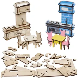 Puppenhaus Küchenmöbel aus Holz (pro Set 4)