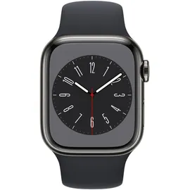 Apple Watch Series 8 GPS + Cellular 41 mm Edelstahlgehäuse graphit, Sportarmband mitternacht