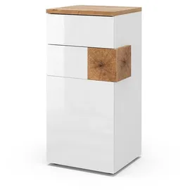 Vicco Midischrank Eden Weiß Hochglanz/Artisan-Eiche 40 x 84 cm
