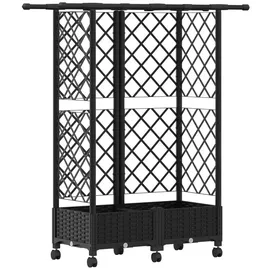 vidaXL Hochbeet mit Rankgitter und Dach 124 x 40 x 127 cm Schwarz