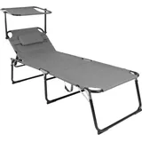 Inda-exclusiv - xxl Alu Gartenliege gepolstert L200xB70cm Grau mit Sonnendach-DMC4400GRSD