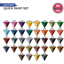 AK Interactive AK17601 - QUICK Paint Set 36 colors (2 Brushes)