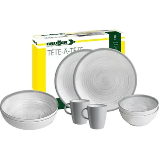 Brunner 0830143N.C4X Campinggeschirr-Set für 2 Personen, Tête-À-Tête Bellagio, 8-teilig