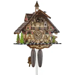 Engstler -Kuckucksuhr Schwarzwaldhaus mit Fachwerk 8-Tage Laufwerk 43cm- 3651/8