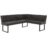 Mendler Eckbank HWC-O82, Esszimmerbank Bank, Öko-Tex (310g/m2) Chenille Stoff/Textil Metall 210x159cm ~ dunkelgrau
